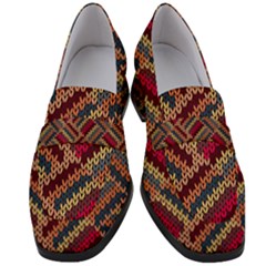 Zig Zag Knitted Pattern Women s Chunky Heel Loafers by goljakoff