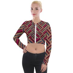 Zig Zag Knitted Pattern Long Sleeve Cropped Velvet Jacket by goljakoff