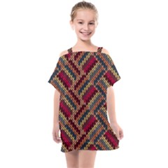 Zig Zag Knitted Pattern Kids  One Piece Chiffon Dress by goljakoff