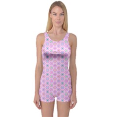 Hexagonal Pattern Unidirectional One Piece Boyleg Swimsuit by Dutashop