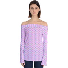 Hexagonal Pattern Unidirectional Off Shoulder Long Sleeve Top by Dutashop