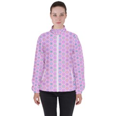 Hexagonal Pattern Unidirectional Women s High Neck Windbreaker by Dutashop