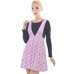 Hexagonal Pattern Unidirectional Plunge Pinafore Velour Dress by Dutashop