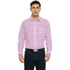 Hexagonal Pattern Unidirectional Men s Long Sleeve Pocket Shirt 