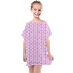 Hexagonal Pattern Unidirectional Kids  One Piece Chiffon Dress