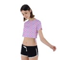 Hexagonal Pattern Unidirectional Tie Back Short Sleeve Crop Tee View2