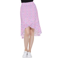 Hexagonal Pattern Unidirectional Frill Hi Low Chiffon Skirt by Dutashop