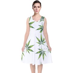 Cannabis Curative Cut Out Drug V-neck Midi Sleeveless Dress  by Dutashop