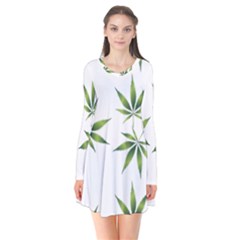 Cannabis Curative Cut Out Drug Long Sleeve V-neck Flare Dress by Dutashop