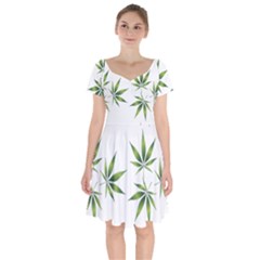 Cannabis Curative Cut Out Drug Short Sleeve Bardot Dress by Dutashop