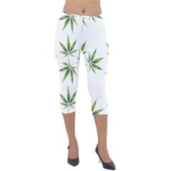 Cannabis Curative Cut Out Drug Lightweight Velour Capri Leggings 