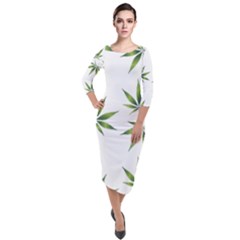 Cannabis Curative Cut Out Drug Quarter Sleeve Midi Velour Bodycon Dress by Dutashop