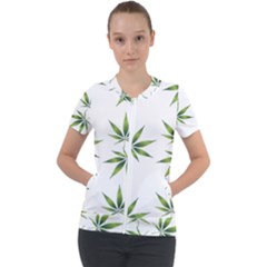 Cannabis Curative Cut Out Drug Short Sleeve Zip Up Jacket