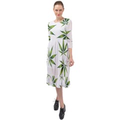 Cannabis Curative Cut Out Drug Ruffle End Midi Chiffon Dress