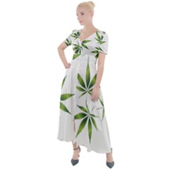 Cannabis Curative Cut Out Drug Button Up Short Sleeve Maxi Dress by Dutashop