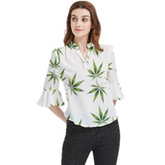 Cannabis Curative Cut Out Drug Loose Horn Sleeve Chiffon Blouse