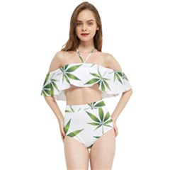 Cannabis Curative Cut Out Drug Halter Flowy Bikini Set  by Dutashop