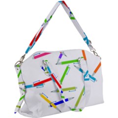 Pen Pencil Color Write Tool Canvas Crossbody Bag