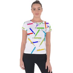 Pen Pencil Color Write Tool Short Sleeve Sports Top 