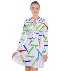 Pen Pencil Color Write Tool Long Sleeve Panel Dress by Dutashop