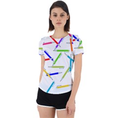 Pen Pencil Color Write Tool Back Cut Out Sport Tee