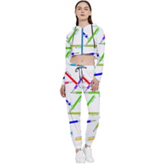 Pen Pencil Color Write Tool Cropped Zip Up Lounge Set