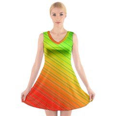 Orange Green Gradient Hunter V-neck Sleeveless Dress by Dutashop