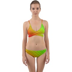 Orange Green Gradient Hunter Wrap Around Bikini Set