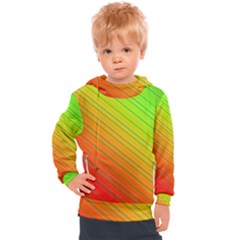 Orange Green Gradient Hunter Kids  Hooded Pullover by Dutashop