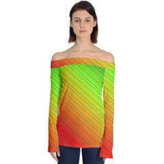 Orange Green Gradient Hunter Off Shoulder Long Sleeve Top