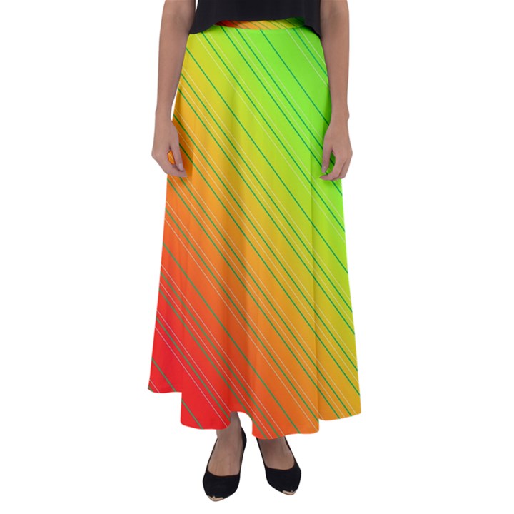 Orange Green Gradient Hunter Flared Maxi Skirt