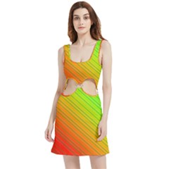 Orange Green Gradient Hunter Velvet Cutout Dress