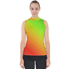 Orange Green Gradient Hunter Mock Neck Shell Top