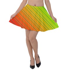 Orange Green Gradient Hunter Velvet Skater Skirt by Dutashop