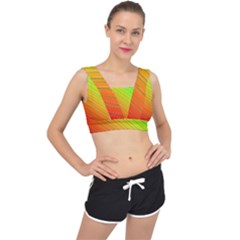 Orange Green Gradient Hunter V-back Sports Bra by Dutashop