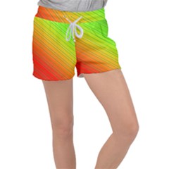 Orange Green Gradient Hunter Velour Lounge Shorts by Dutashop