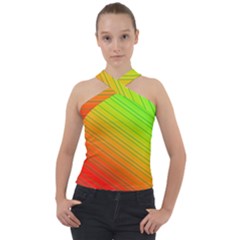 Orange Green Gradient Hunter Cross Neck Velour Top