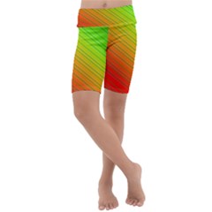 Orange Green Gradient Hunter Kids  Lightweight Velour Cropped Yoga Leggings by Dutashop