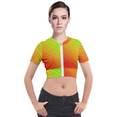 Orange Green Gradient Hunter Short Sleeve Cropped Jacket