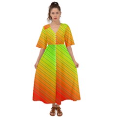 Orange Green Gradient Hunter Kimono Sleeve Boho Dress