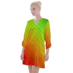 Orange Green Gradient Hunter Open Neck Shift Dress by Dutashop