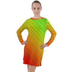 Orange Green Gradient Hunter Long Sleeve Hoodie Dress by Dutashop