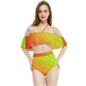 Orange Green Gradient Hunter Halter Flowy Bikini Set  View1