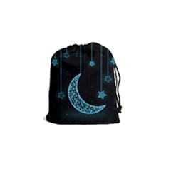 Moon Star Neon Wallpaper Drawstring Pouch (small) by Dutashop