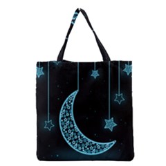 Moon Star Neon Wallpaper Grocery Tote Bag