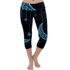 Moon Star Neon Wallpaper Capri Yoga Leggings by Dutashop