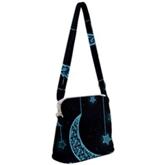 Moon Star Neon Wallpaper Zipper Messenger Bag