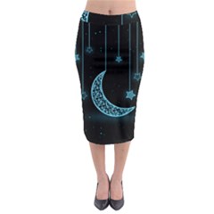 Moon Star Neon Wallpaper Midi Pencil Skirt by Dutashop