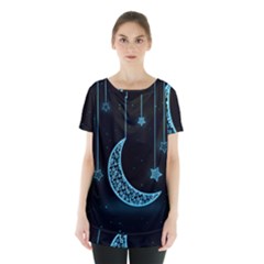 Moon Star Neon Wallpaper Skirt Hem Sports Top by Dutashop