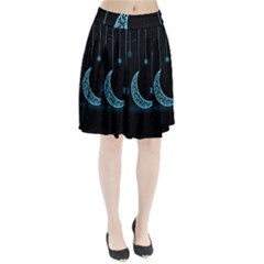 Moon Star Neon Wallpaper Pleated Skirt